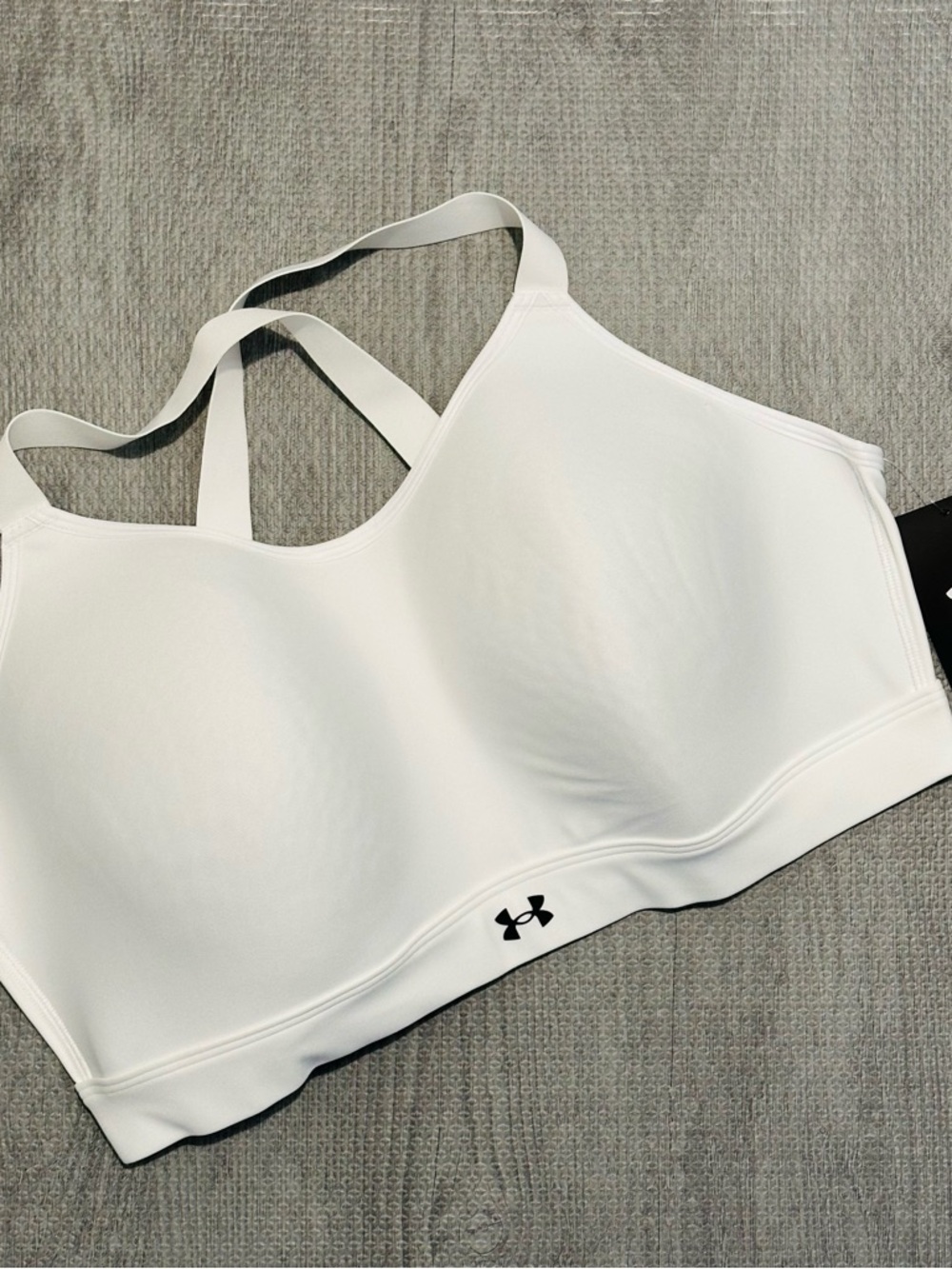Under Armour White Double-Cross Strap Padded Sports Medium support Bra 2XL ,